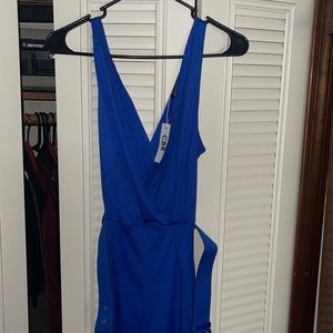 Blue Jumpsuit with a Belt